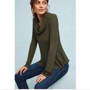 Anthropologie Peplum Cowlneck Sweatshirt By Maeve